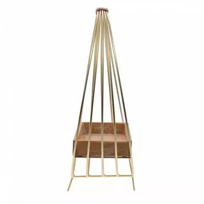 Διακοσμητικό Κύκλος Μεταλλικό Χρυσό Με Ξύλινο Ράφι 45x17x47cm