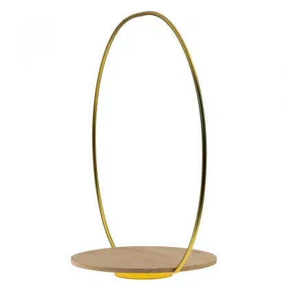 Διακοσμητικό Μεταλλικό Στεφάνι Με Ξύλινο Δίσκο Φ30x3.5cm