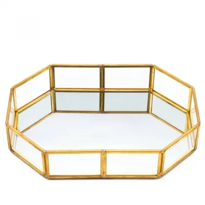 Δίσκος Από Γυαλί Και Μέταλλο 20x14x4cm