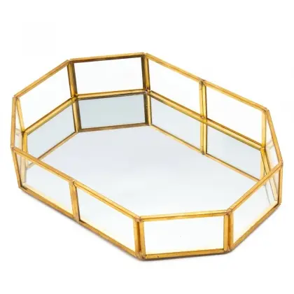 Δίσκος Από Γυαλί Και Μέταλλο 20x14x4cm