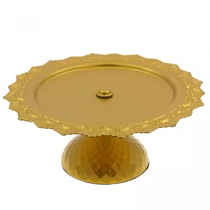 Δίσκος Μεταλλικός Με Πόδι Σε Χρυσό Χρώμα Φ30x12cm