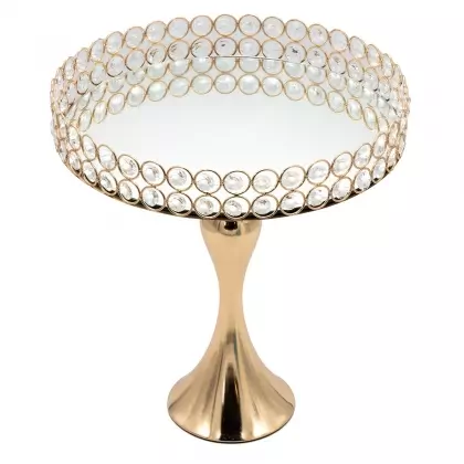 Δίσκος Μεταλλικός Με Βάση Καθρέφτη Με Πόδι Φ30x33cm