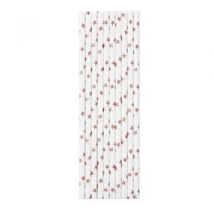 Καλαμάκια Χάρτινα Με Αστέρια Συσκευασία 10 Τεμαχίων