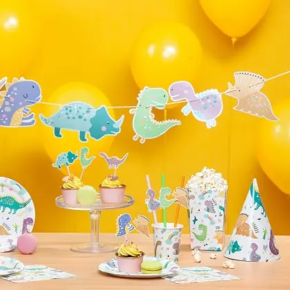 Καλαμάκια Χάρτινα Με Σχέδιο Dinosaurs Συσκευασία 6 Τεμαχίων