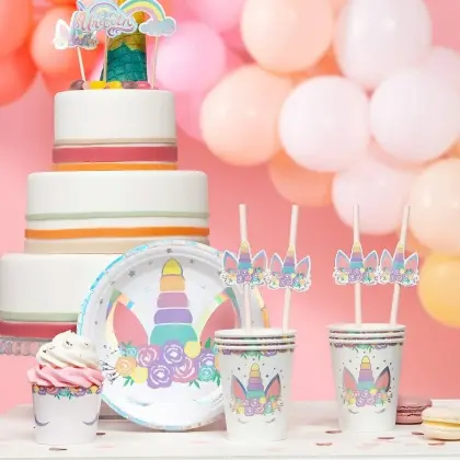 Καλαμάκια Χάρτινα Με Σχέδιο Unicorn Συσκευασία 6 Τεμαχίων