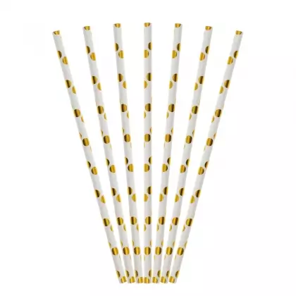 Καλαμάκια Χάρτινα Πουά Μεταλιζέ 19.5cm Συσκευασία 25 Τεμαχίων