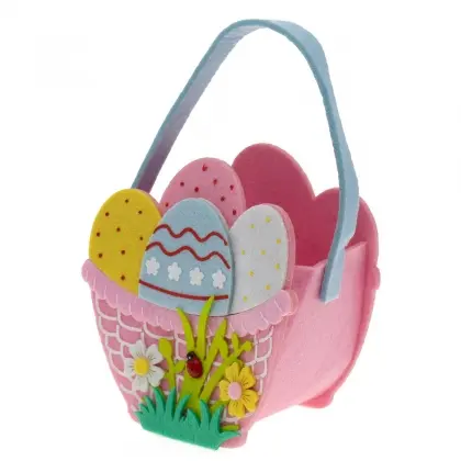 Καλαθάκι Από Τσόχα Με Σχέδιο Πασχαλινά Αβγά 13x7.5x12.5cm