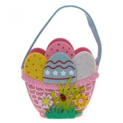 Καλαθάκι Από Τσόχα Με Σχέδιο Πασχαλινά Αβγά 13x7.5x12.5cm