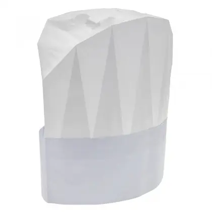 Καπέλο Chef Χάρτινο Οβάλ Λευκό Ύψος 23cm Συσκευασία 10 Τεμαχίων