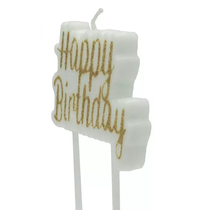 Κεράκι Γενεθλίων Πλακέτα Με Σχέδιο “Happy Birthday” Ύψος 5cm