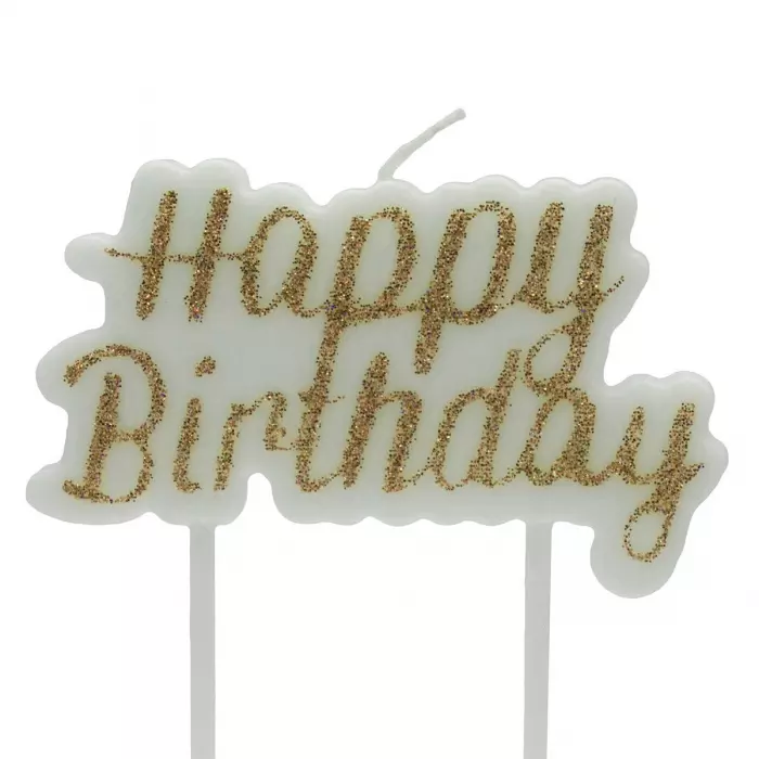 Κεράκι Γενεθλίων Πλακέτα Με Σχέδιο “Happy Birthday” Ύψος 5cm