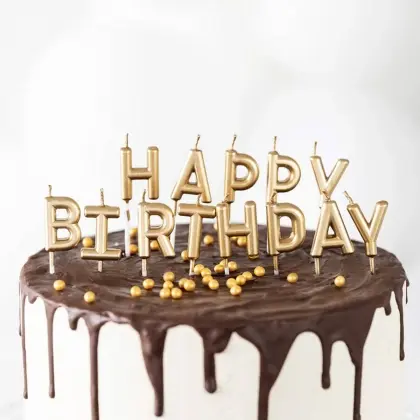 Κεράκια Γενεθλίων Γράμματα “Happy Birthday” Ύψος 3cm 13 Τεμάχια