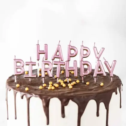 Κεράκια Γενεθλίων Γράμματα “Happy Birthday” Ύψος 3cm 13 Τεμάχια