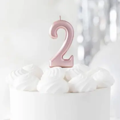 Κεράκια Γενεθλίων No2 Ροζ Χρυσό Ύψος 8cm