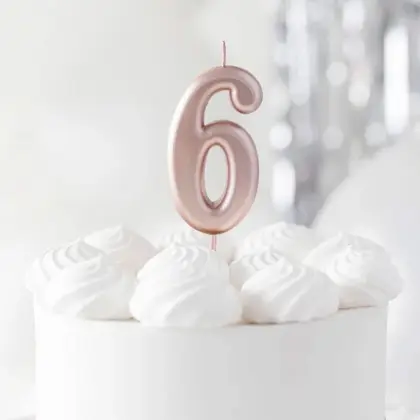 Κεράκια Γενεθλίων No6 Ροζ Χρυσό Ύψος 8cm