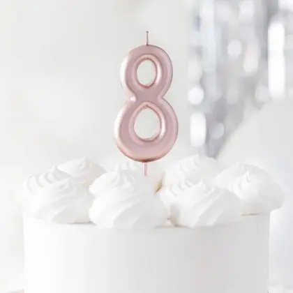 Κεράκια Γενεθλίων No8 Ροζ Χρυσό Ύψος 8cm