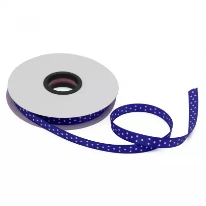 Κορδέλα Ρολάκι Πουά 12mm Σατέν Διπλής Όψης Με Ούγια 50m