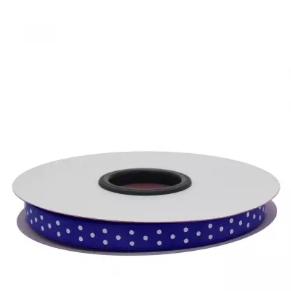 Κορδέλα Ρολάκι Πουά 12mm Σατέν Διπλής Όψης Με Ούγια 50m