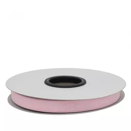 Κορδέλα Ρολάκι Πουά 12mm Σατέν Διπλής Όψης Με Ούγια 50m