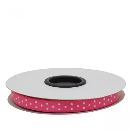 Κορδέλα Ρολάκι Πουά 12mm Σατέν Διπλής Όψης Με Ούγια 50m