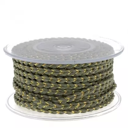 Κορδόνι Μπομπίνα Πλεξούδα Βαμβακερό Με Μεταλλικό Χρυσό Νήμα 8mm x 20m