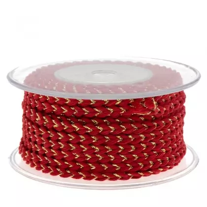 Κορδόνι Μπομπίνα Πλεξούδα Βαμβακερό Με Μεταλλικό Χρυσό Νήμα 8mm x 20m