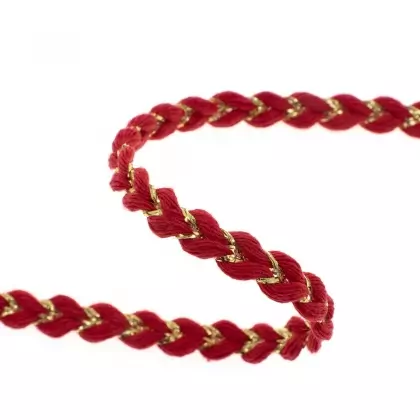 Κορδόνι Μπομπίνα Πλεξούδα Βαμβακερό Με Μεταλλικό Χρυσό Νήμα 8mm x 20m