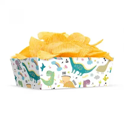 Kουτί για Chips Με Σχέδιο Dinosaurs 15x10x6cm Συσκευασία 3 Tεμαχίων