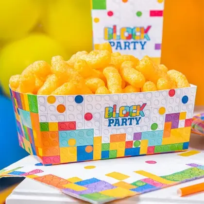 Kουτί για Chips Με Σχέδιο Block Party 15x10x6cm Συσκευασία 3 Τεμαχίων