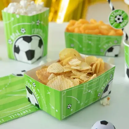Kουτί για Chips Με Σχέδιο Football 15x10x6cm Συσκευασία 3 Τεμαχίων