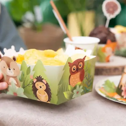 Kουτί για Chips Με Σχέδιο Forest Friends 15x10x7.5cm Συσκευασία 3 Τεμαχίων