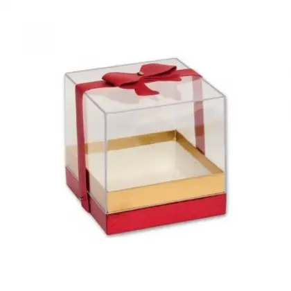 Κουτί Χάρτινο Με Plexiglass Καπάκι Και Φιόγκο 14x14x14.5cm