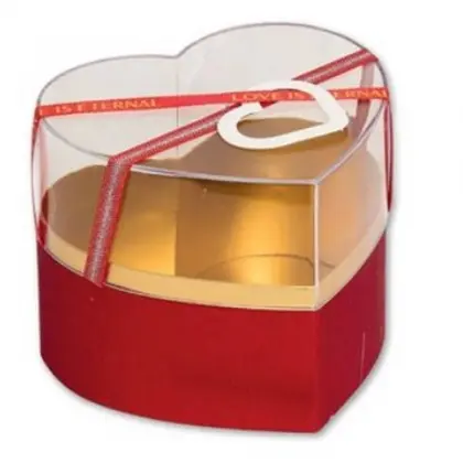 Κουτί Χάρτινο Σε Σχήμα Καρδιά Με Plexiglass Καπάκι Και Κορδέλα 15x13x12cm