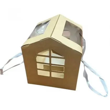 Κουτί Χάρτινο Σπιτάκι Με Κορδέλα 23x23x27cm