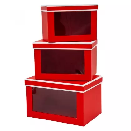 Κουτιά Σετ 3 Τεμαχίων Με Παράθυρο 24x16.5x14.5cm. 21x15x13.5cm. 18x13.5x12.5cm