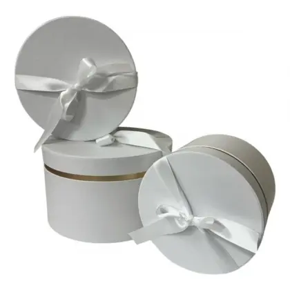 Κουτιά Σετ 3 Τεμαχίων Χάρτινα Κυλινδρικά Με Καπάκι Φ25x15cm - Φ22x14cm - Φ18x13,2cm