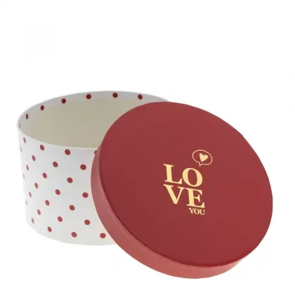 Κουτιά Σετ 4 Τεμαχίων Χάρτινα Στρογγυλά Πουά Με Καπάκι Φ19x11cm - Φ17x10cm - Φ15x9cm – Φ13x8cm