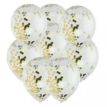 Μπαλόνια Διάφανα Με Κομφετί Συσκευασία 8 Τεμαχίων Ύψος 30cm