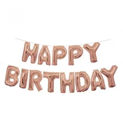 Μπαλόνια Γενεθλίων “Happy Birthday” Αλουμινίου 13 Τεμάχια Ύψος 36cm
