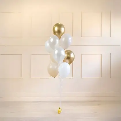 Μπαλόνια Μεταλιζέ Σε Λευκό Και Χρυσό Συσκευασία 10 Τεμαχίων