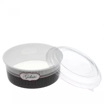 Μπωλ Παγωτού Πλαστικό Με Καπάκι PET 1250ml Συσκευασία 5 Τεμαχίων