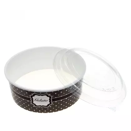 Μπωλ Παγωτού Πλαστικό Με Καπάκι PET 1250ml Συσκευασία 5 Τεμαχίων