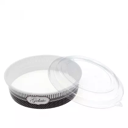 Μπωλ Παγωτού Πλαστικό Με Καπάκι PET 900ml Συσκευασία 5 Τεμαχίων