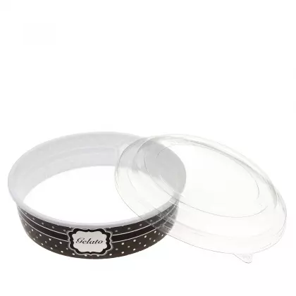 Μπωλ Παγωτού Πλαστικό Με Καπάκι PET 900ml Συσκευασία 5 Τεμαχίων