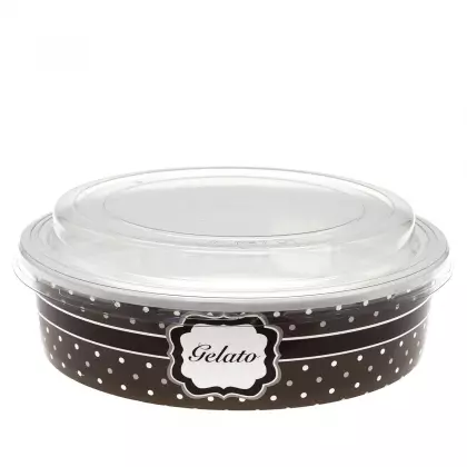 Μπωλ Παγωτού Πλαστικό Με Καπάκι PET 900ml Συσκευασία 5 Τεμαχίων