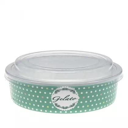 Μπωλ Παγωτού Πλαστικό Με Καπάκι PET 900ml Συσκευασία 5 Τεμαχίων