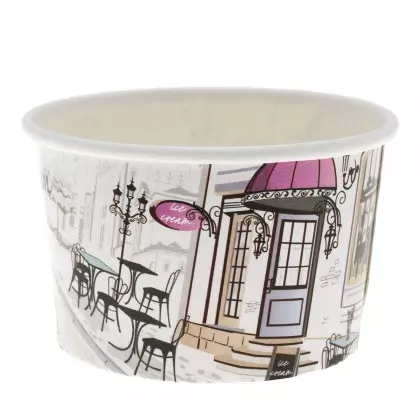 Μπωλ Παγωτού Χάρτινο 100ml Με Σχέδιο “Town Square” Συσκευασία 10 Τεμαχίων
