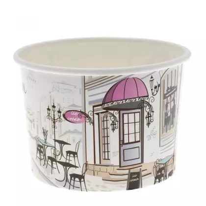 Μπωλ Παγωτού Χάρτινο 280ml Με Σχέδιο “Town Square” Συσκευασία 10 Τεμαχίων