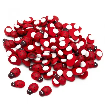 Πασχαλίτσες Ξύλινες Διακοσμητικές 14x19mm Με Αυτοκόλλητο Συσκευασία 48 Τεμαχίων