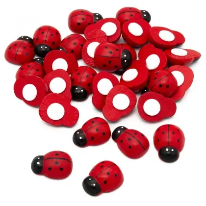 Πασχαλίτσες Ξύλινες Διακοσμητικές 17x23mm Με Αυτοκόλλητο Συσκευασία 24 Τεμαχίων